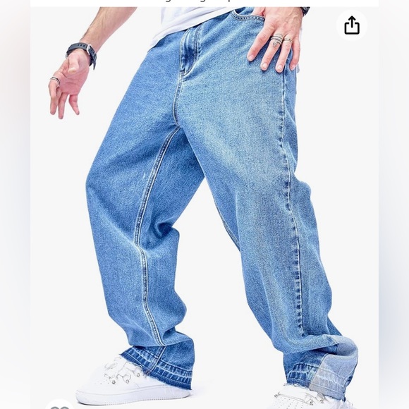 Men's Loose Fit Relaxed-Fit Men Jeans Washed Oversize Straight Leg Jean 38 - Picture 3 of 7